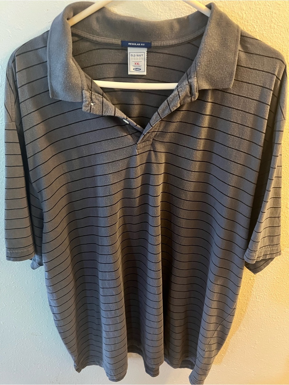 Old Navy Men's Gray Striped Button-Down Polo
